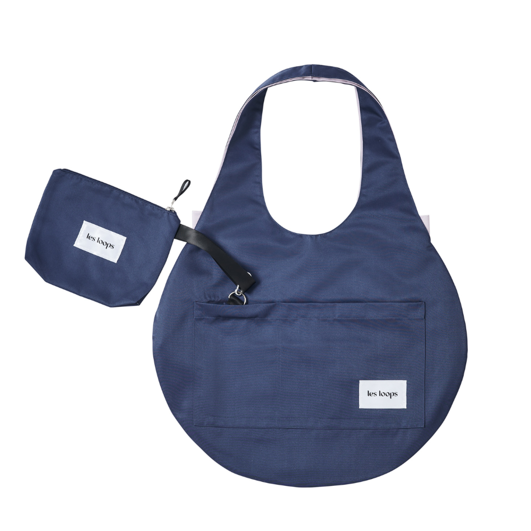 Loops Shopper Navy-Lavender-Pouch