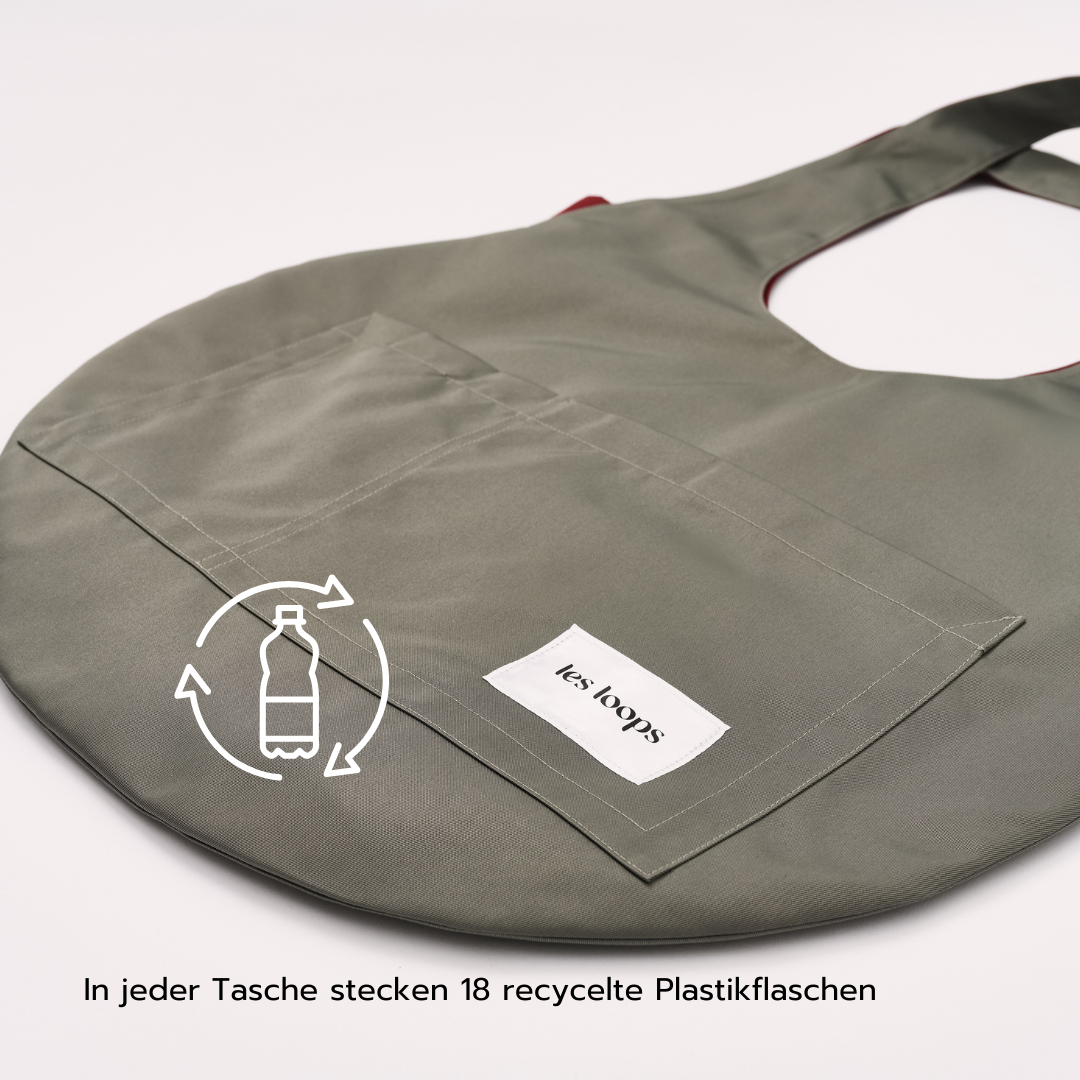 Nachhaltiger Shopper Graugrün aus recycelten Plastikflaschen