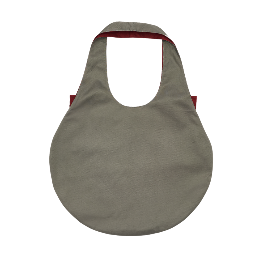 Runde Shoppertasche in Graugrün mit schönen Details